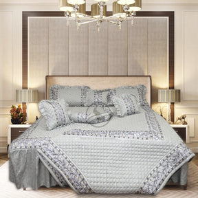 silk jaquar 9 pieces comforter set - BednWell